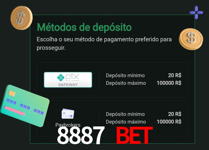 O cassino 8887 Bet oferece uma grande variedade de métodos de pagamento